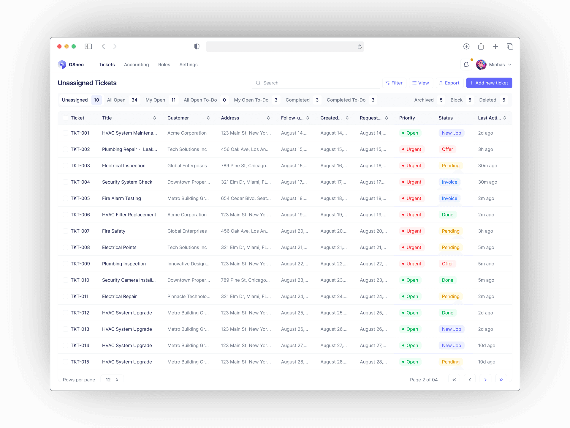 OSneo — ERP Dashboard